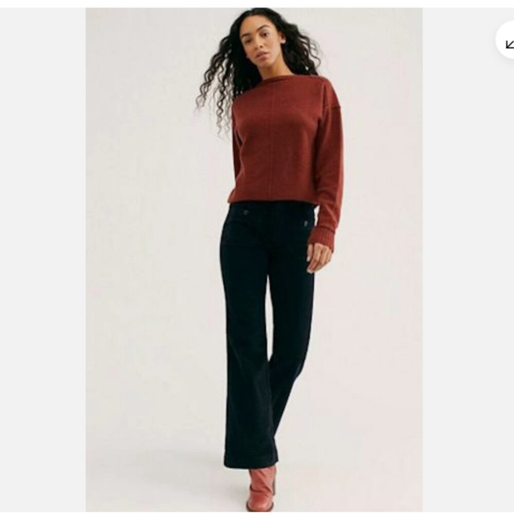Free People Black Cropped Wide-Leg Pants